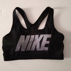 Nike Sports Bra Black White Spell Out Removable Pads Size L